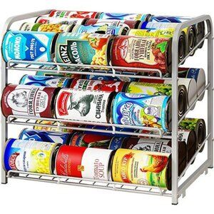 AIYAKA Stackable Can Rack Organizer 3 Tier Pantry Cabinet Food Storage Shelf